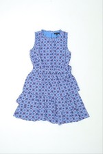 Banana Republic Women's Dress Size 4 Blue Floral Crew Neck Zip New