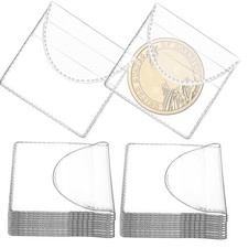 50PCS Single Pocket Coin Sleeves 2.2" x 2" Flips Clear Coin Protectors Indivi...