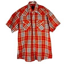 Panhandle slim pearl snap shirt mens XL XLarge 17 red plaid short sleeve western