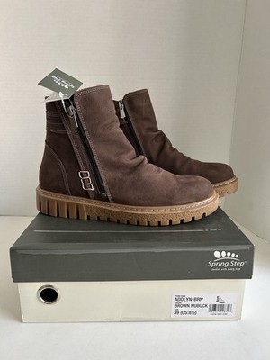 Spring Step Women's Addlyn Bootie Brown Nubuck Leather Sz US 8.5 EUR 39
