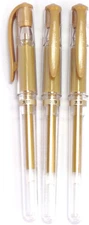 Gold Writing Instruments Pack Of 3 Ultra Smooth Ink With Rubber Grip