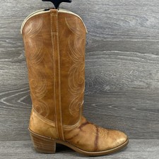Vintage Dingo Brown Tan Distressed Leather Western Boots Womens Size 8.5 M Rare