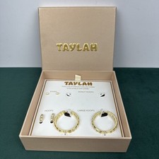 TAYLAH Stackable Ear Game Brass Hoop Stud Set In Box Missing Donuts