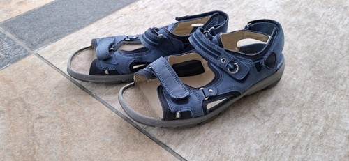 WALDLÄUFER GR. 6/H = 39/H, Sandalen Leder TOP!!! blau mit Klettverschlüssen !!!