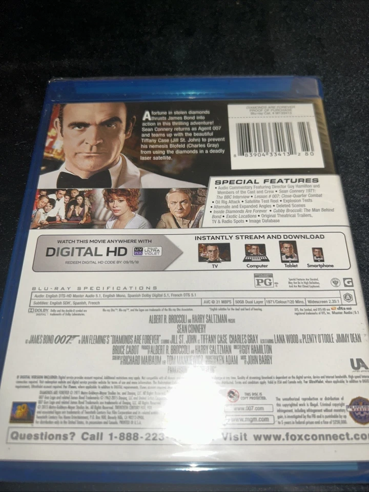 Diamonds Are Forever (Blu-ray Disc, 2015) *Brand New Sealed* - Image 2 of 2