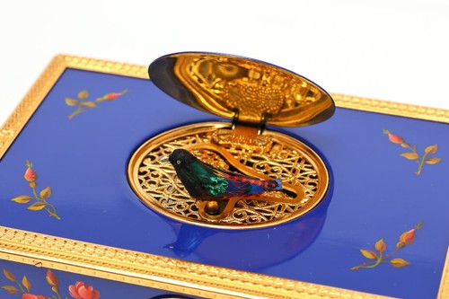 REUGE Singing Bird Box Music Box Blue GP Used 2510019 - Picture 6 of 8