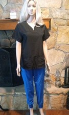 Wmns Small Blue Scrub Set Heal Wear 2 Jogger Pants Stretch Flex Core Top
