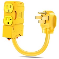 50 Amp to 20 Amp 110V RV Distribution Plug Adapter,NEMA 14-50P to 4 Sockets of