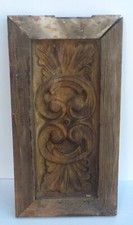 ENGRAVED DOOR PANEL FROM ANTIQUE SPANISH COLONIAL 12" x 22 3/4" 'g'