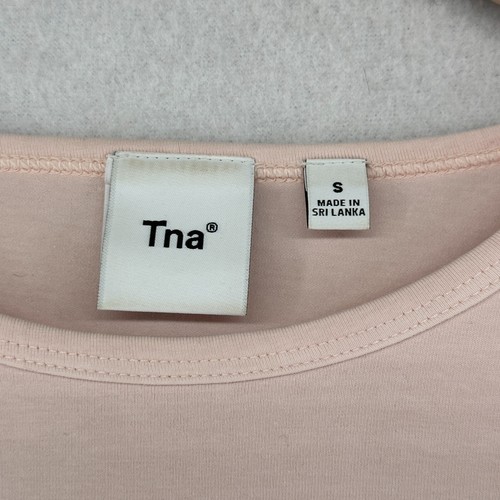 TNA Top S Cropped Slim Long Sleeve Yoga Gym Workout Ribbed Stretch Cotton Pink - Picture 9 of 13