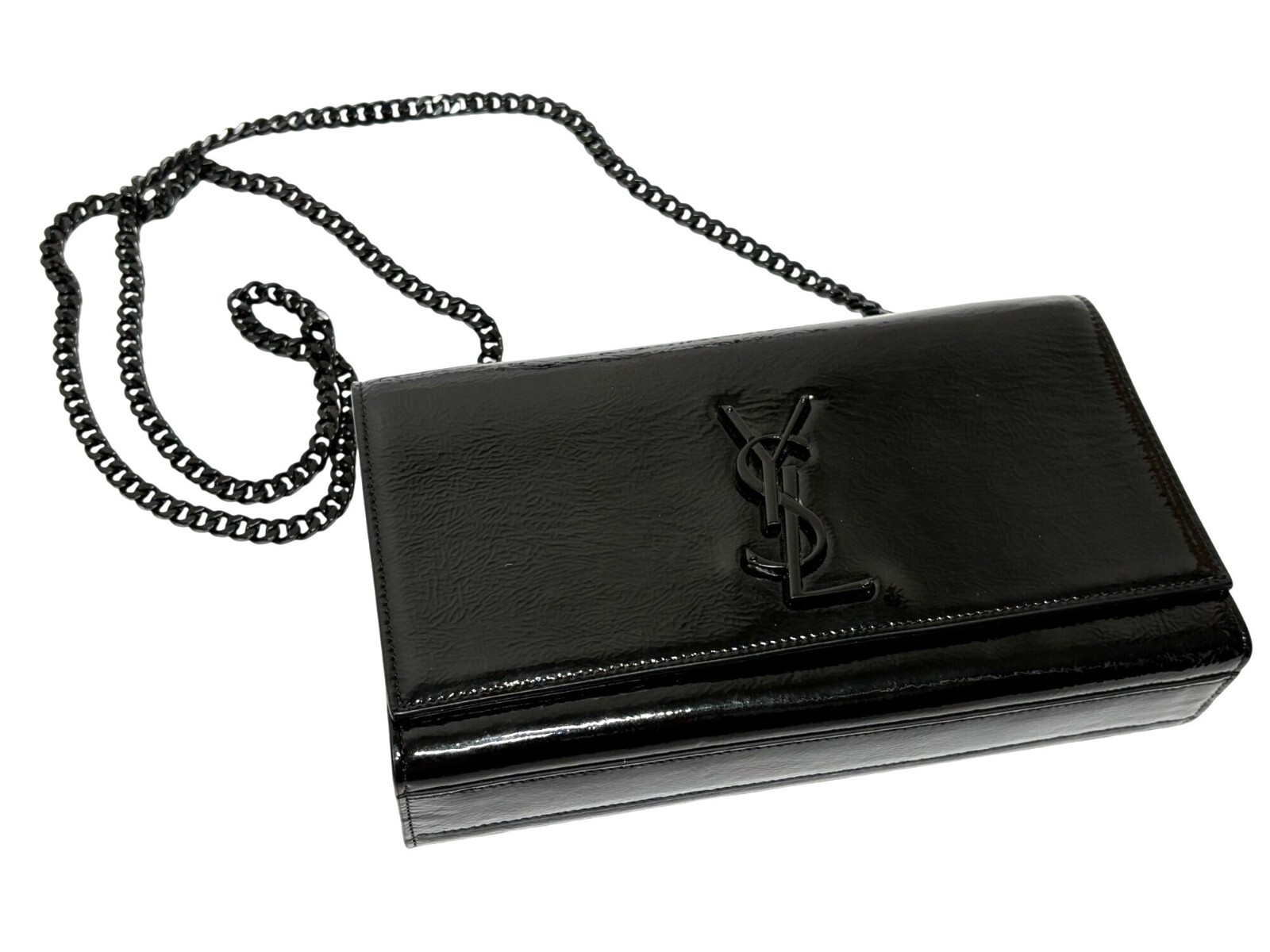 Borsa a tracolla Saint Laurent YSL Kate Classic Monogram in vernice nera