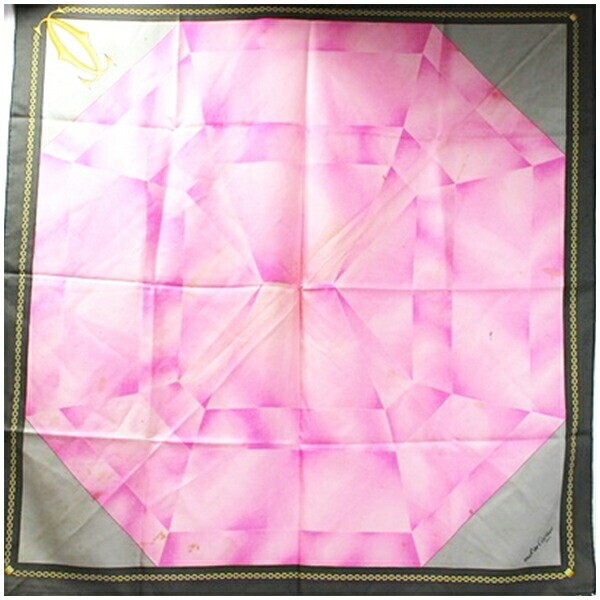 Authentic Cartier Must de Cartier Scarf Pink x Gray Logo Pattern