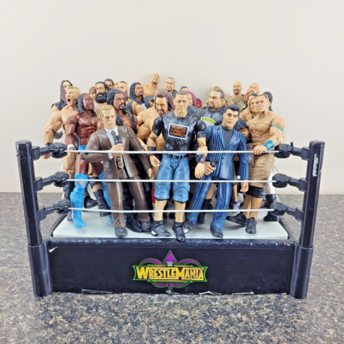 Lot de 32 figurines articulées WWE Wrestling avec bague - Photo 1 sur 12
