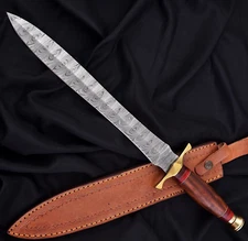 CUSTOM MADE FORGED DAMASCUS STEEL DOUBLE EDGE BLADE VIKING KNIGHTLY SWORD 1662