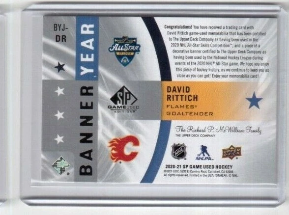 2020-21 SP Game Used Banner Year BYJ-DR David Rittich Calgary Flames (SP) 1:5 - Image 2 of 2