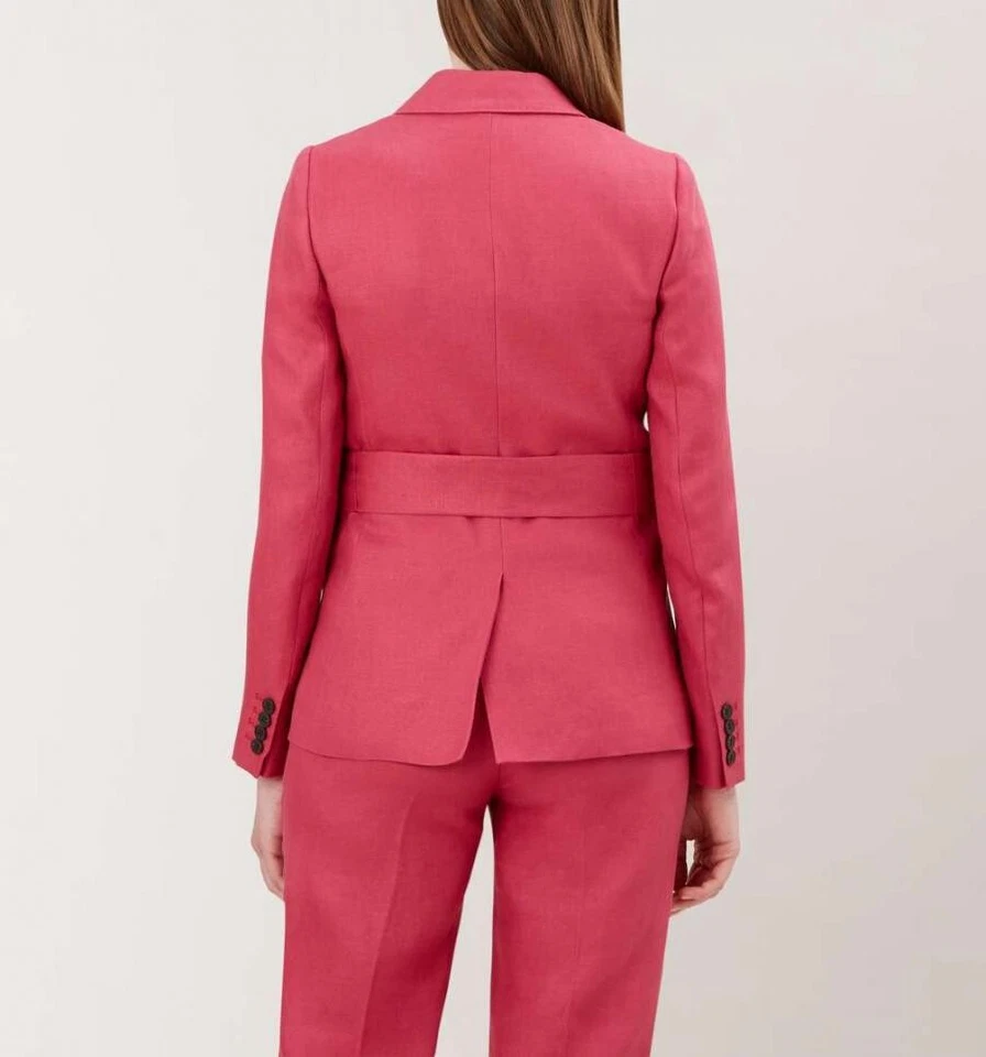 STUNNING BNWT HOBBS ANTHEA 100% Linen Jacket  in Raspberry UK 8 £199.00 - Image 3 of 4