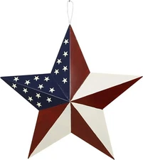 Metal Barn Star Mounted Decor Patriotic 3D Stars American Wall Art July of 4th