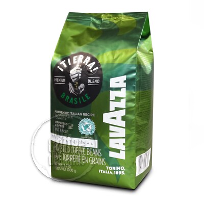 Lavazza Tierra Brasil Blend Espresso Bohne 24 x 1000g + 1 Karton Zuckersticks 
