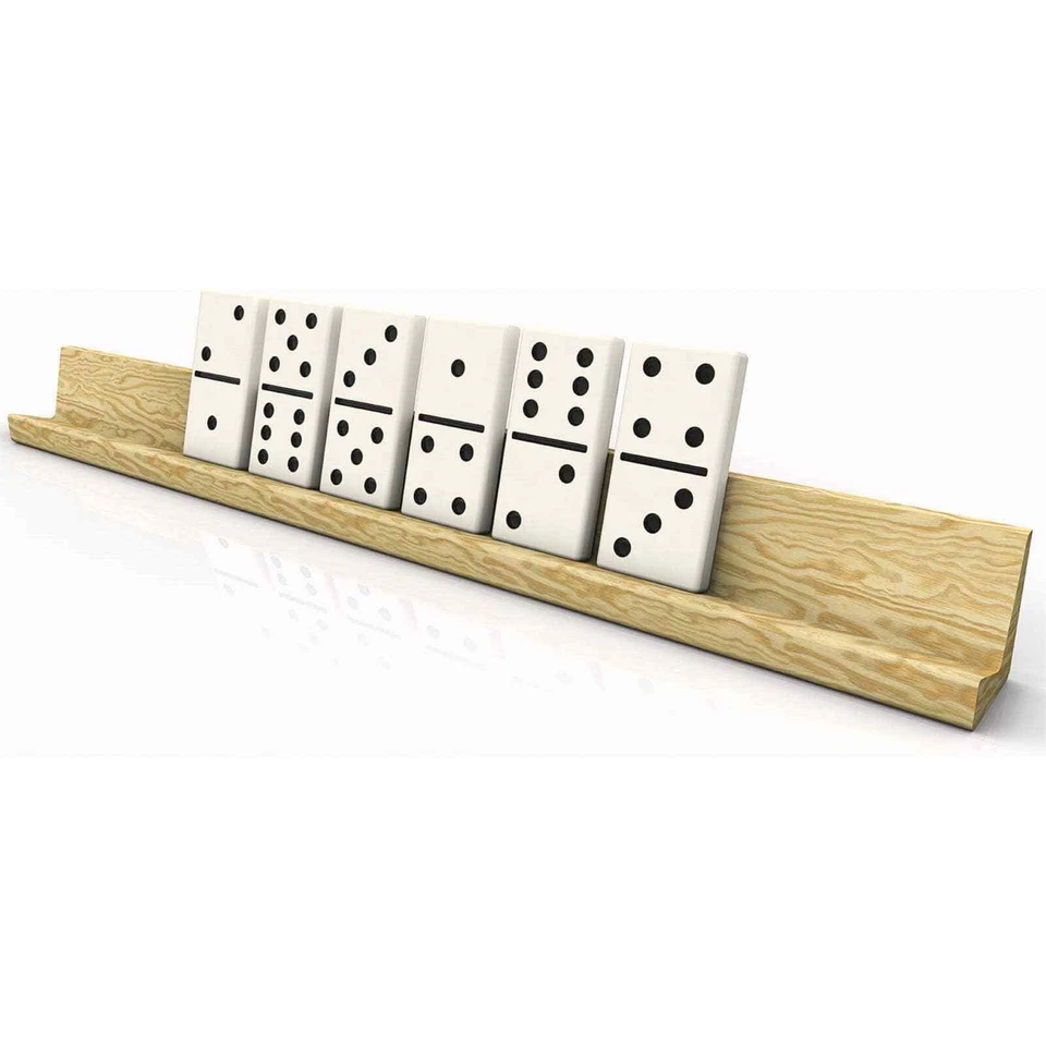 4x Wooden Dominoes Holder Organiser Tray Stand Mexican Train Mahjong