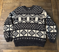 Gap Nordic Sweater Chunky Knit Wool Alpaca Blend Gray White Pullover Medium