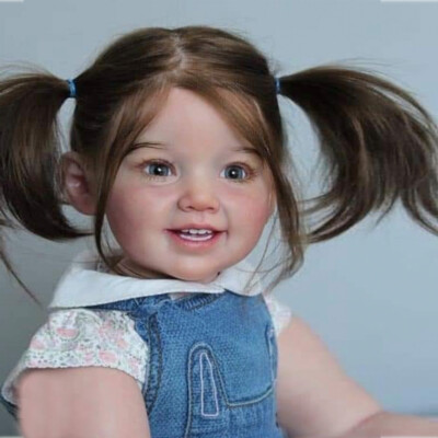 Artist Painted 28'' Reborn Baby Doll Cute Toddler Girl Long Hair Cloth Body Gift