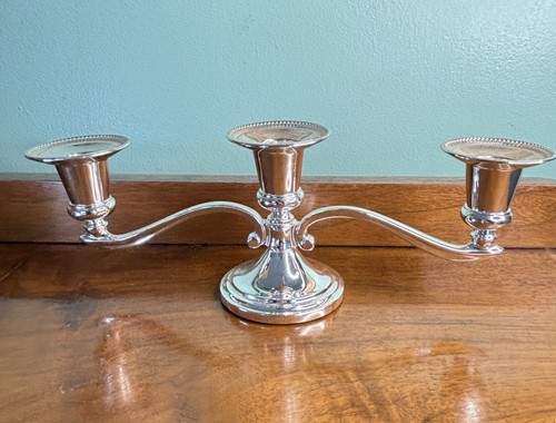 Centrotavola portacandele stile vintage placcato argento 3 rami - Foto 5 di 20
