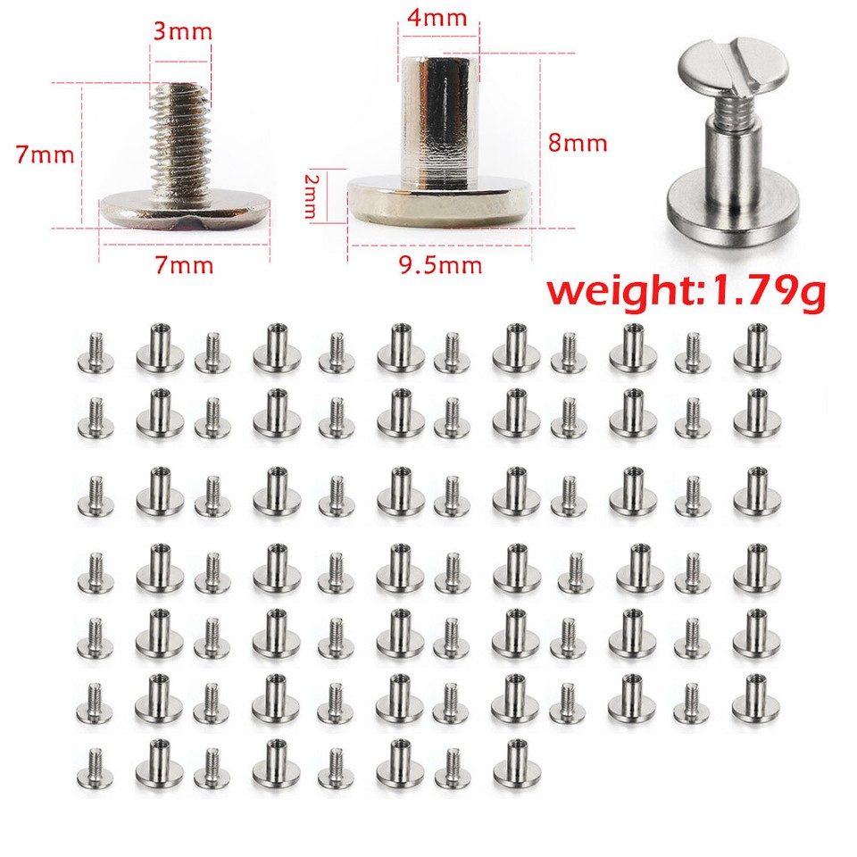 10mm DIY Flat Belt Screw Leather Craft Chicago Nail Brass Solid - Foto 5