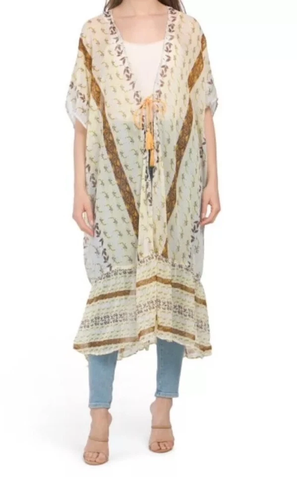 STEVE MADDEN Arrugado Crepé Gasa Plumero Kimono Encubrimiento Free People O/S M L XL Foto 4 de 4