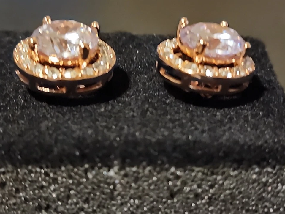 Par de pendientes perforados con halo de Joan Boyce HSN NUEVOS EN CAJA en plata chapada en oro rosa Foto 2 de 4