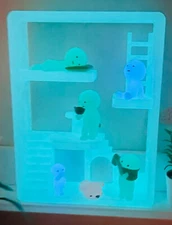 Smiski House Glow in the Dark Display | Mini Figure Room Shelf | Bonus Glow Pet
