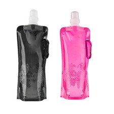 2X 500ml Foldable Water Bottle Outdoor Sports Drinking Bag Running Camping
