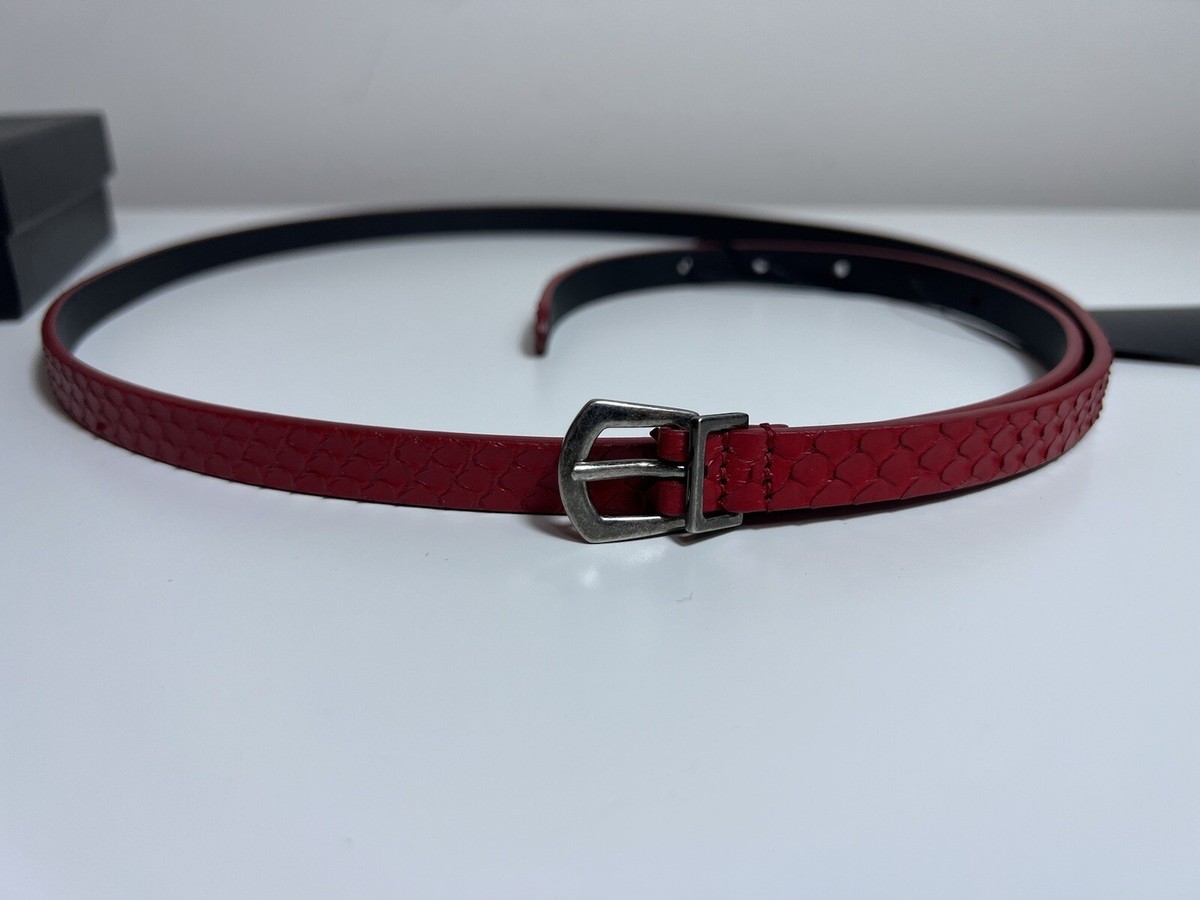 Red YSL python snakeskin belt - small Velvetcrow Red Python Snake Belt 1.25 main image 2