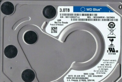 WD Blue WD30NMVW-59C3NS4 s/n:WX11D Malaysia 3TB USB 3.0 HDD 2.5 3707