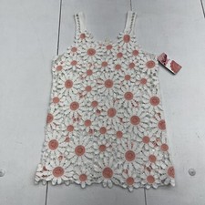 Hobie Girls White Floral Crotchet Sleeveless Swimsuit Cover Up Youth Size S/MNew