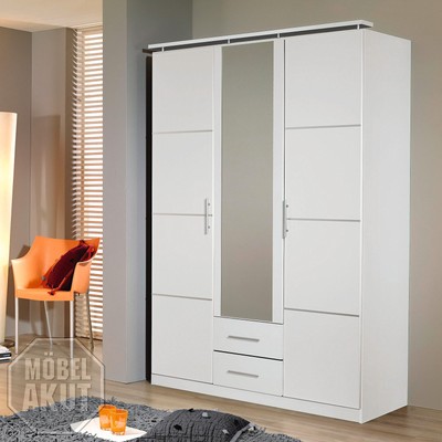 KLEIDERSCHRANK MICRO SCHRANK DREHTÜRENSCHRANK IN WEIß INKL. SPIEGEL 136