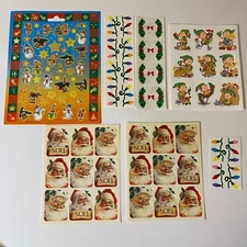 Vintage Christmas Stickers Mrs. Grossman’s Gibson + Santa Elves Snowmen