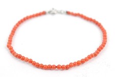 Bracciale in Corallo palline Arancione mediterraneo con chiusura in argento 925