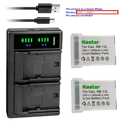 Kastar Battery LTD2 USB Charger for Canon NB-13L CB-2LH PowerShot G7 X Mark III