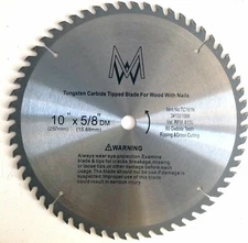 10" Inch 60T Carbide Circular Saw Blade for WOOD with Nails 5/8" Arbor