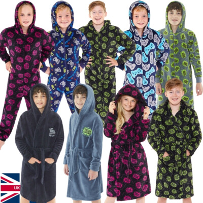 Bedlam Jungen Mädchen Fleece Gaming 1Onesie Morgenmantel Bademantel bedruckt Kapuze