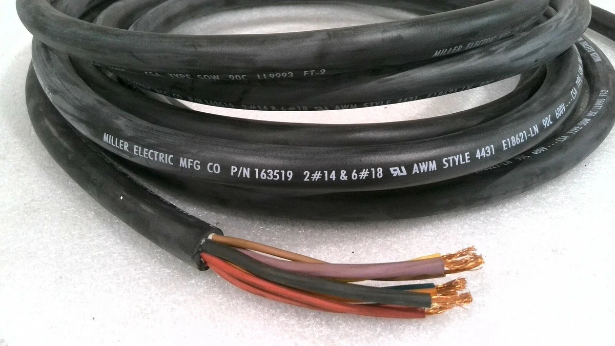 MILLER 163519 WELDING EXTENSION CABLE 2-14 & 6-18 AWM 4431 E18621 