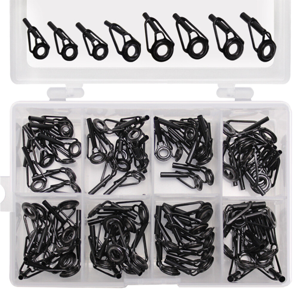 80pcs Fishing Rod Guide Tip Repair Kit Rod Eye Rings Guide Tackle
