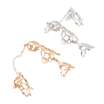 Pcs Flower Chain Ring Adjustable Rings Creative Finger Full