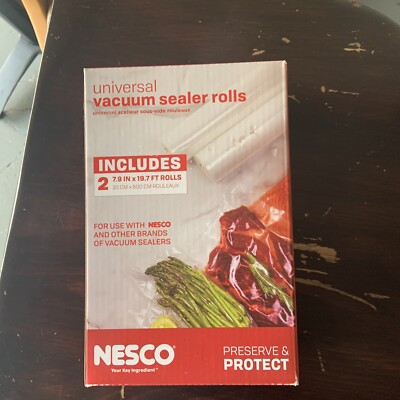 NESCO Universal Bag Rolls 2 pk (7.9  x 19.7 ) Vacuum Sealer Preserve & Protect