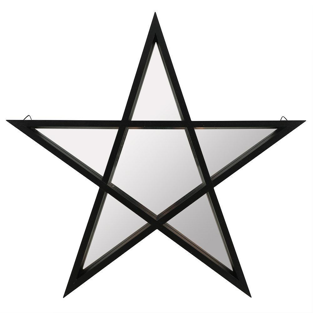 BLACK PENTAGRAM FRAME MIRROR GOTHIC DECORATION WICCA STAR PAGAN WITCH WARLOCK