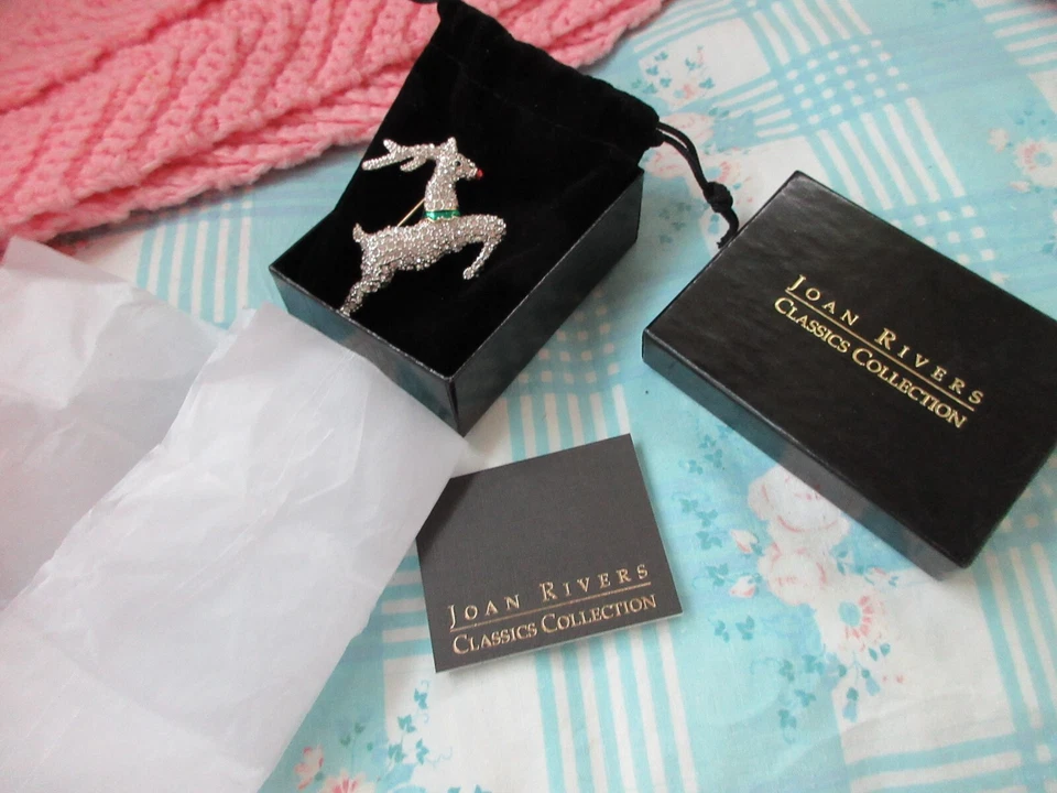 СОВЕРШЕННО новый в коробке Joan Rivers олень со стразами хрустальная булавка - Изображение 3 из 4