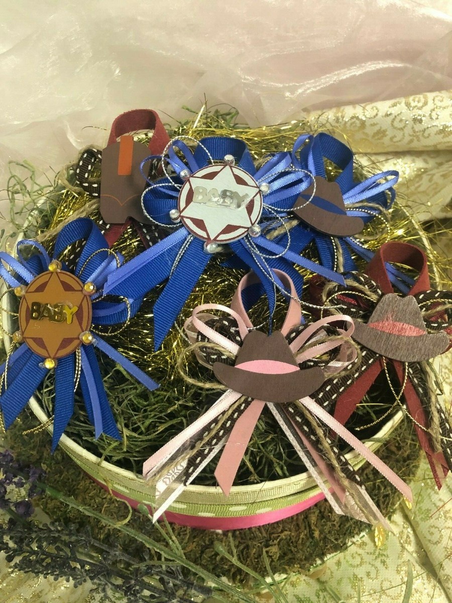 Bear Themed Baby Shower Favors Western Big Sister Tinplate Badge Pin, Cowgirl Sister To Be Pin, Little Cowgirl Happy Birthday Button For Girl, Black Rosette Birthday Girl Award Ribbon, Wild West Baby