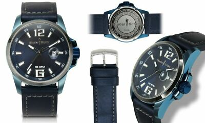 NEW Studer Schild 1538M Men's HOLLERITH Collection Blue Leather Fashion Watch