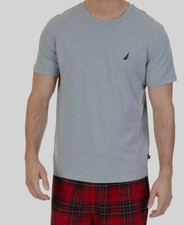  38 Nautica Men's Gray Woven Pajama Top Logo Lounge Nightshirt Sleepwear Size S
