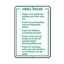 Vertical Metal Sign Multiple Sizes Clean Grills Grilling Area Use Courteous
